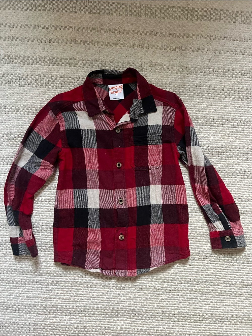 Jumping Beans Red Plaid Button-Up Shirt for Kids 4T